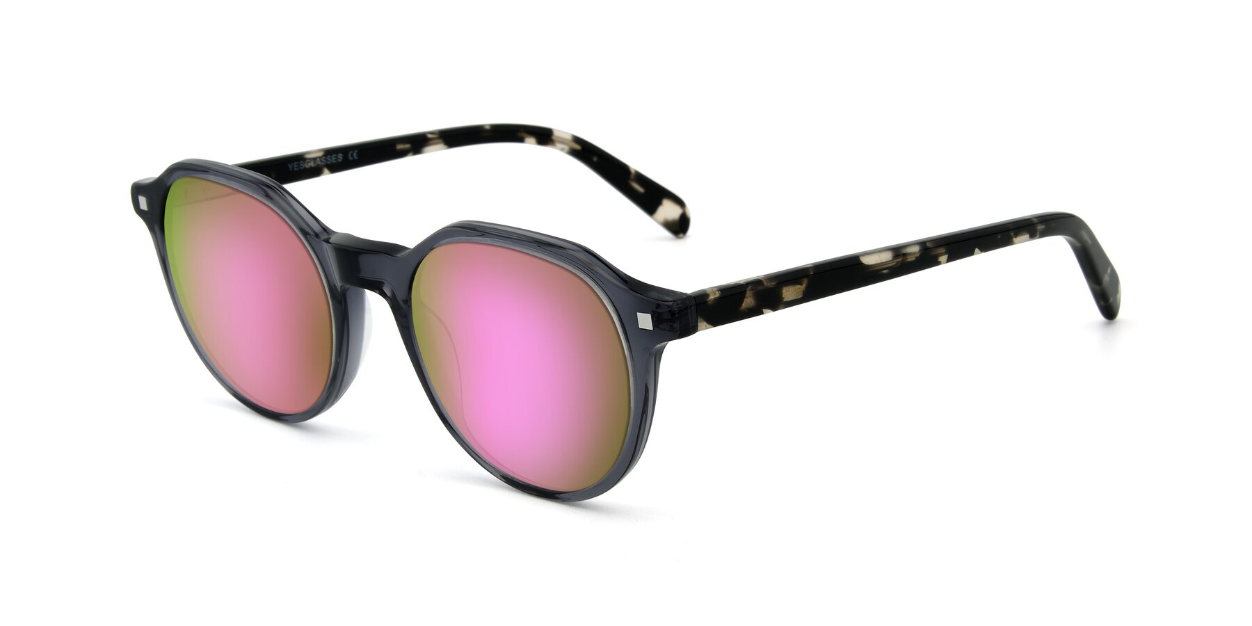 Angle of 17425 in Transparent Grey with Pink Mirrored Lenses