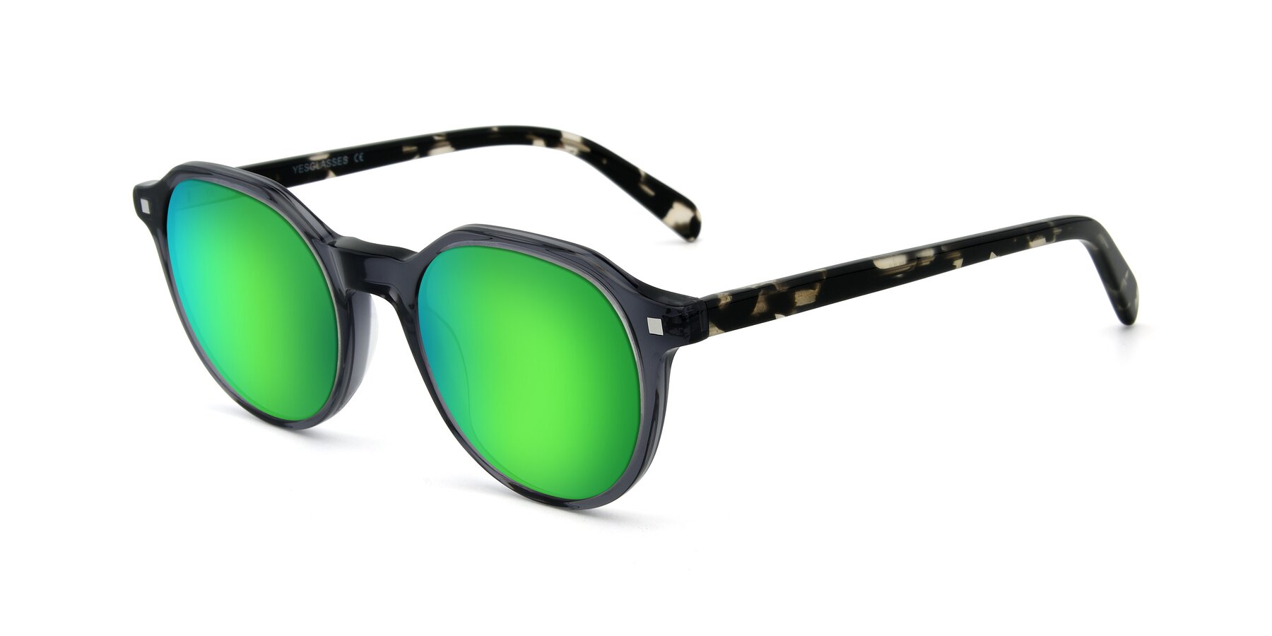 Angle of 17425 in Transparent Grey with Green Mirrored Lenses