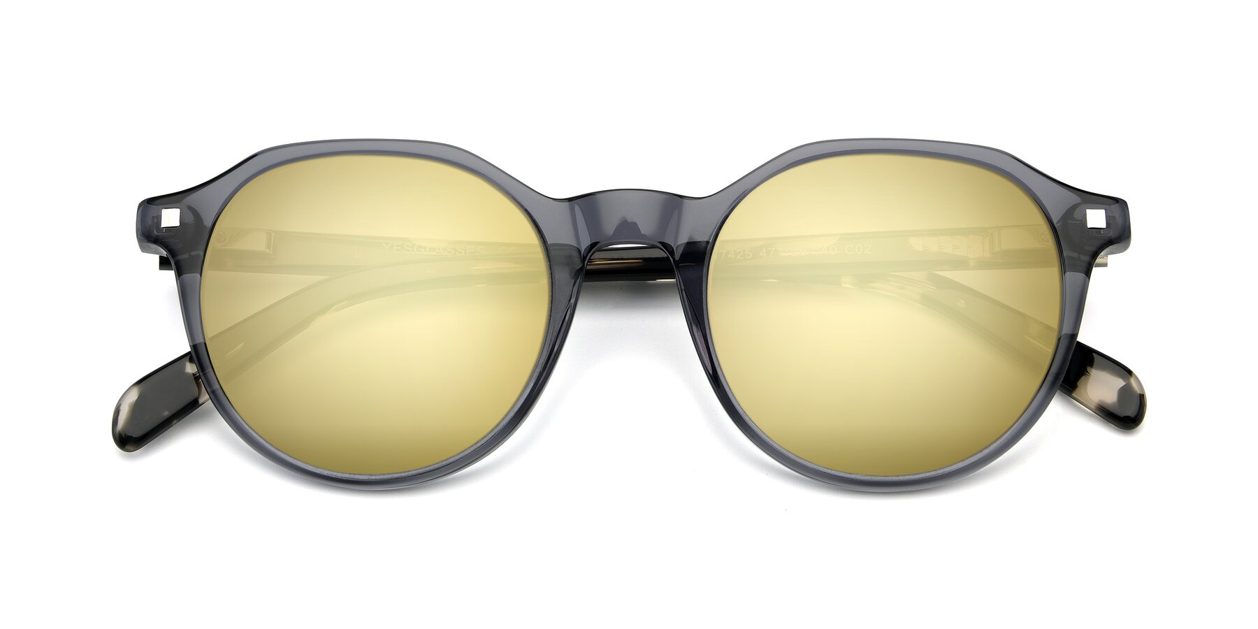 Folded Front of 17425 in Transparent Grey with Gold Mirrored Lenses