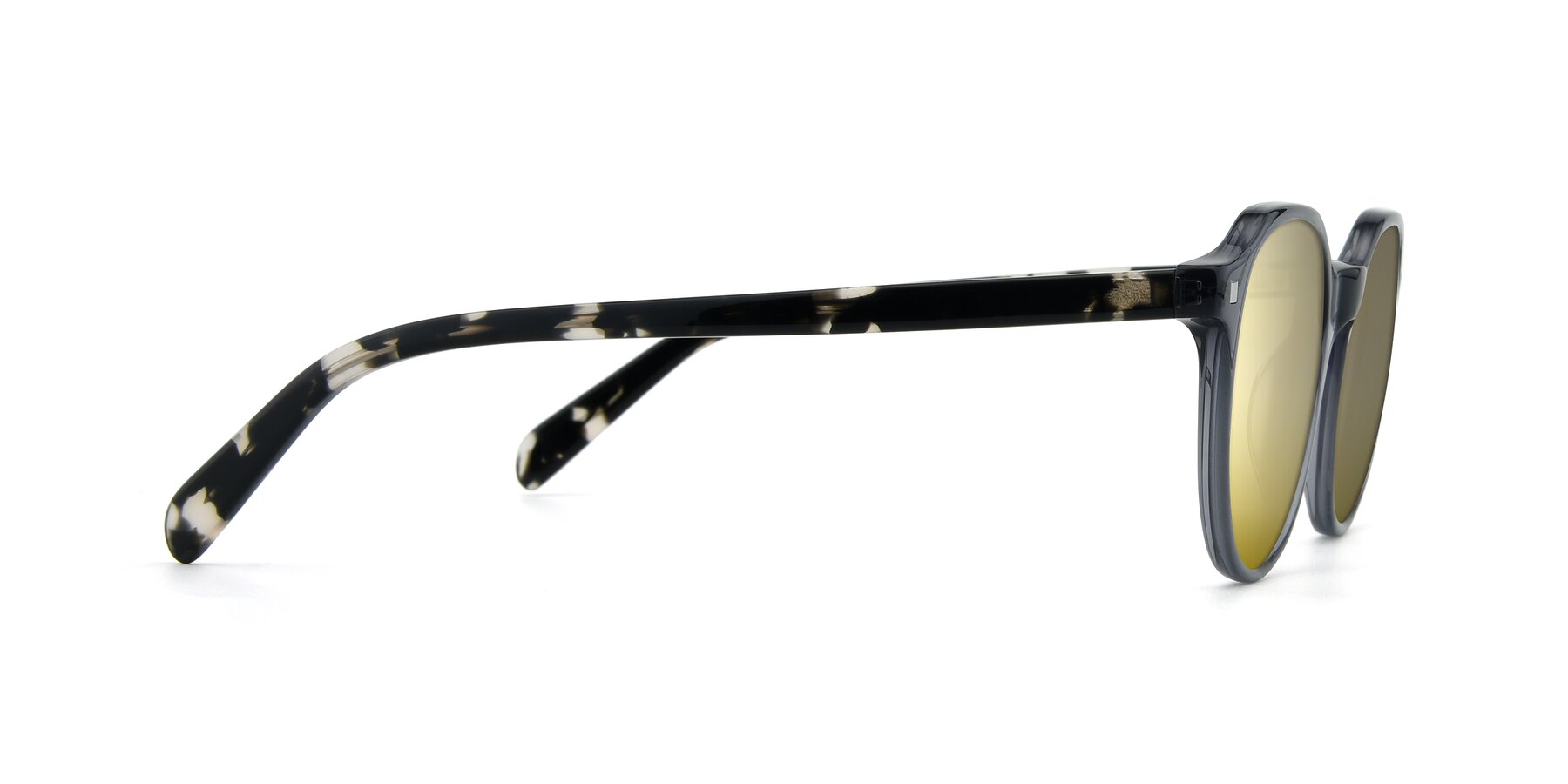 Side of 17425 in Transparent Grey with Gold Mirrored Lenses