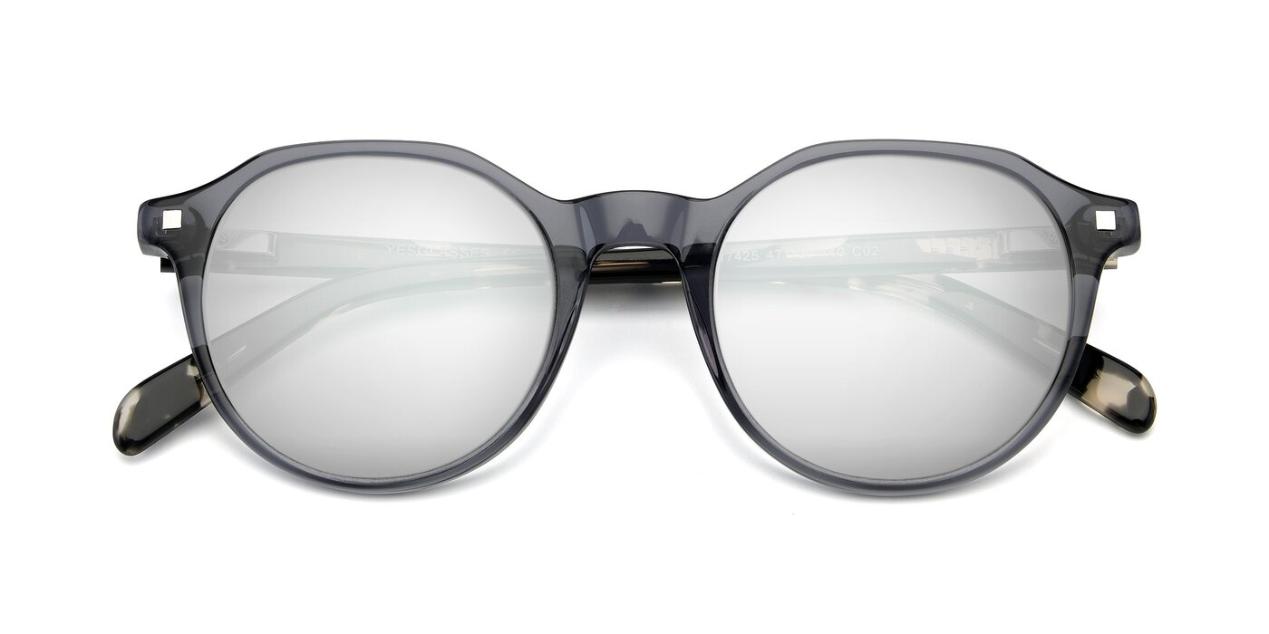 17425 - Transparent Grey Flash Mirrored Sunglasses