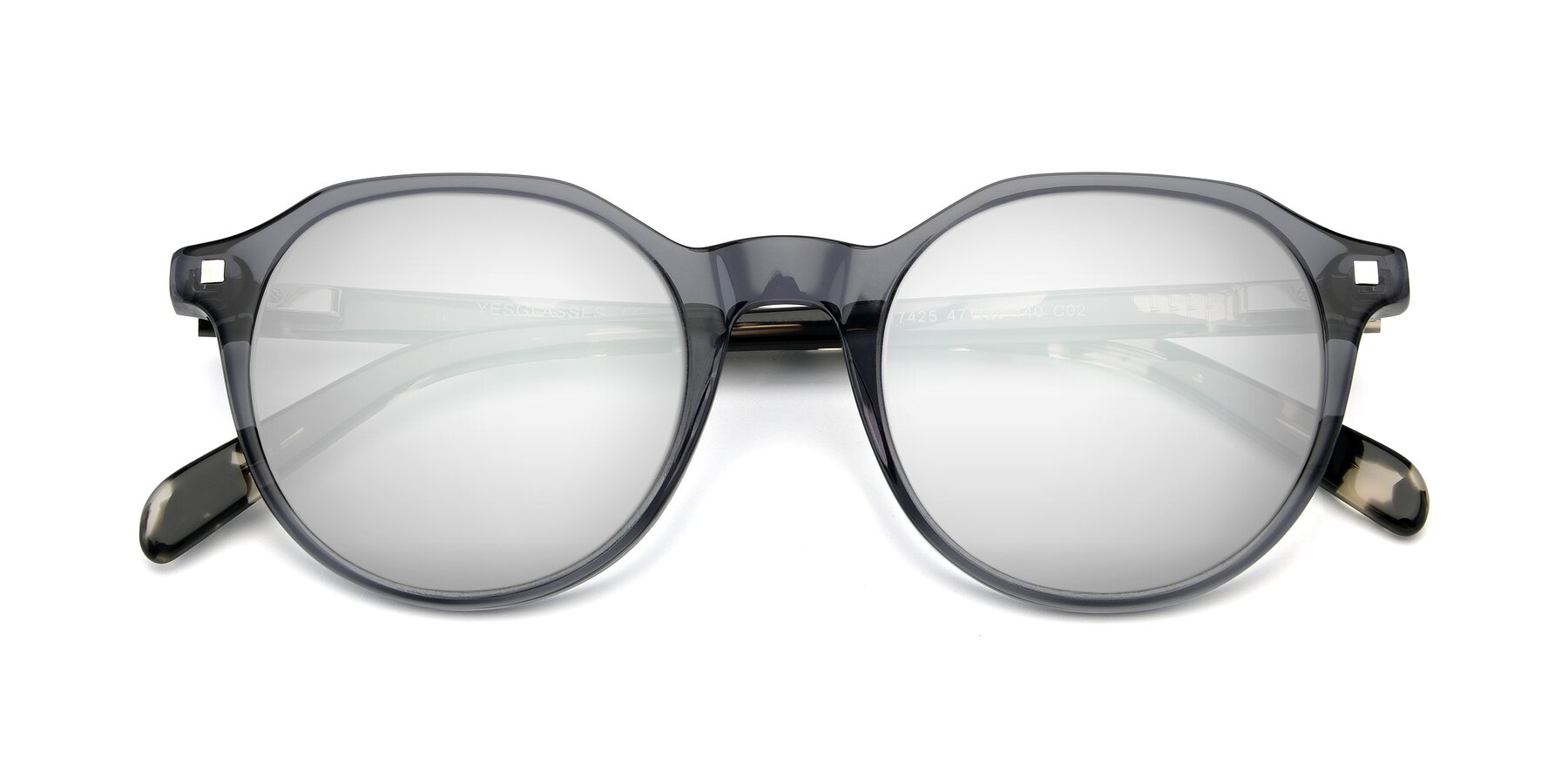 Folded Front of 17425 in Transparent Grey with Silver Mirrored Lenses