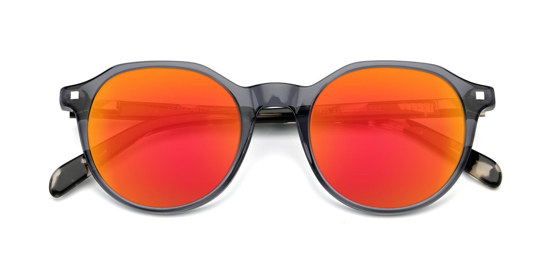 Folded Front of 17425 in Transparent Grey with Red Gold Mirrored Lenses