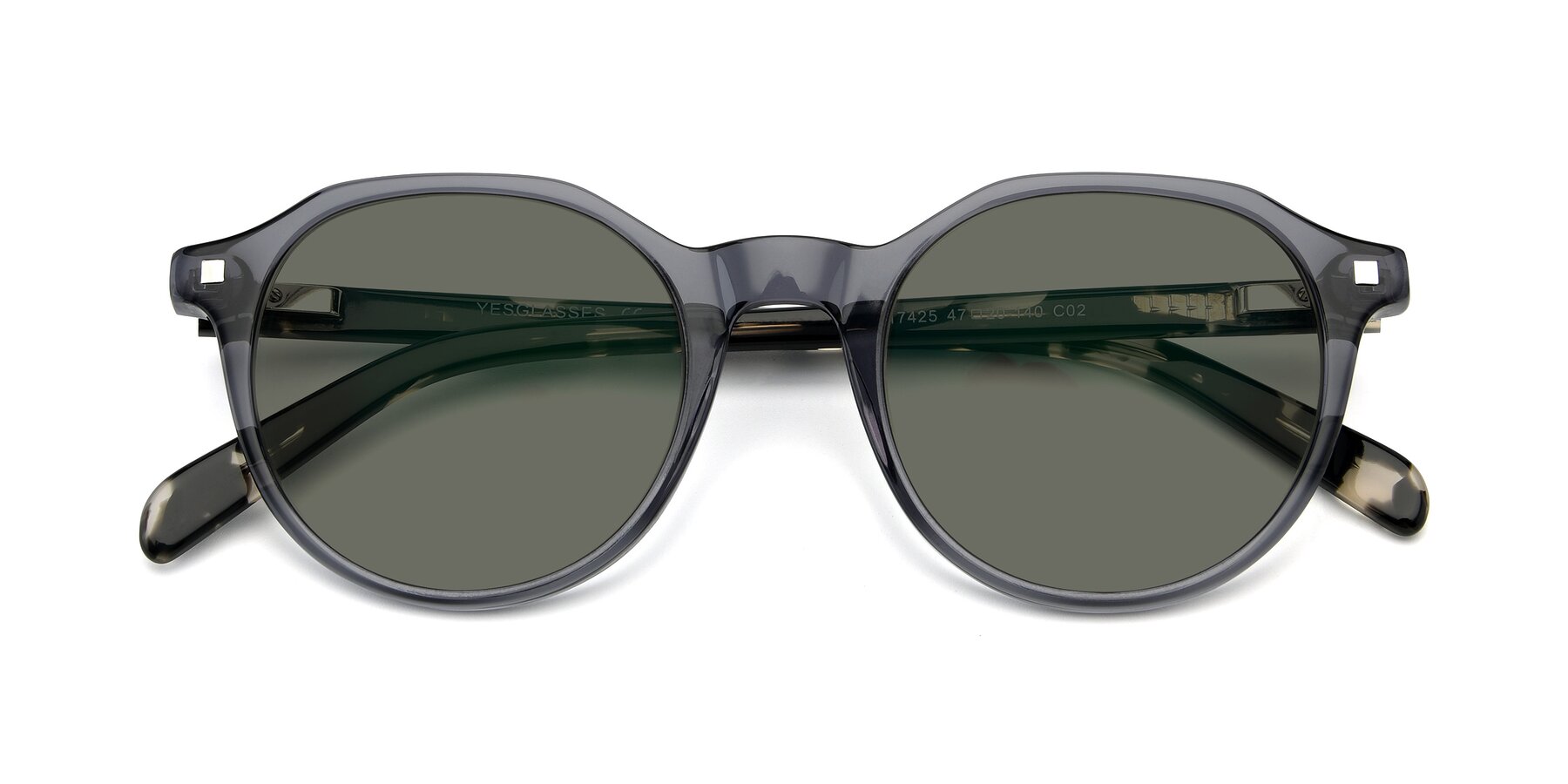 Folded Front of 17425 in Transparent Grey with Gray Polarized Lenses