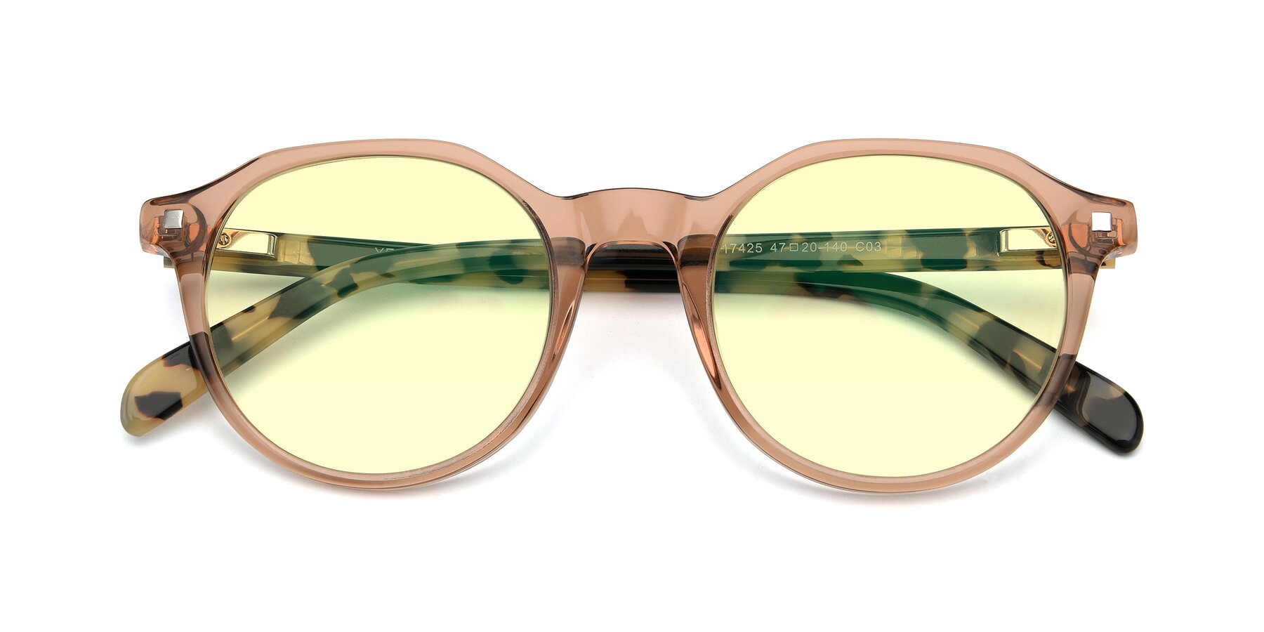 Folded Front of 17425 in Transparent Caramel with Light Yellow Tinted Lenses