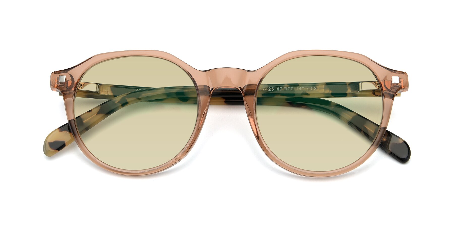 Folded Front of 17425 in Transparent Caramel with Light Champagne Tinted Lenses