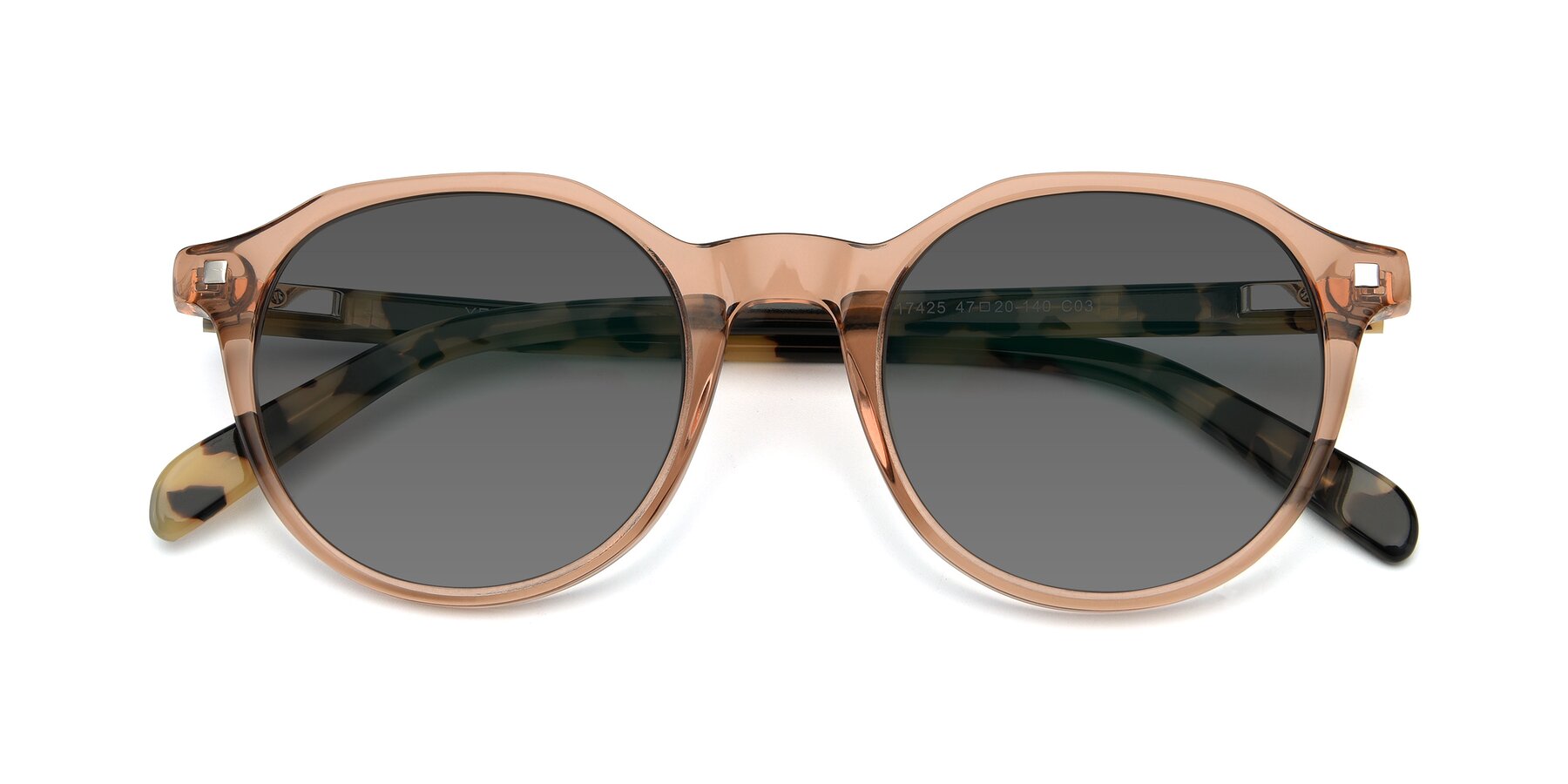 Folded Front of 17425 in Transparent Caramel with Medium Gray Tinted Lenses