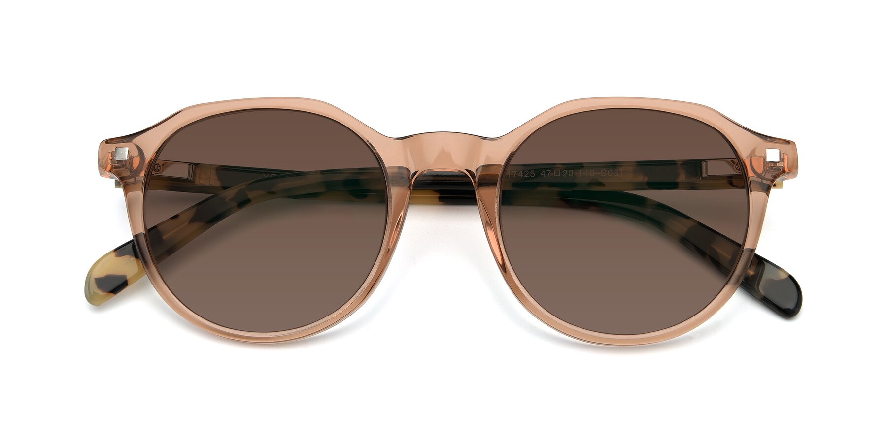 Folded Front of 17425 in Transparent Caramel with Brown Tinted Lenses