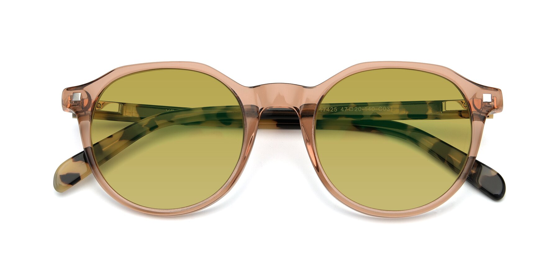 Folded Front of 17425 in Transparent Caramel with Champagne Tinted Lenses