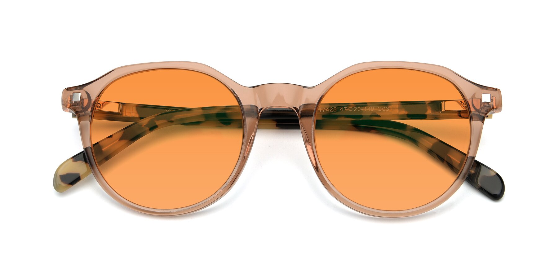 Folded Front of 17425 in Transparent Caramel with Orange Tinted Lenses