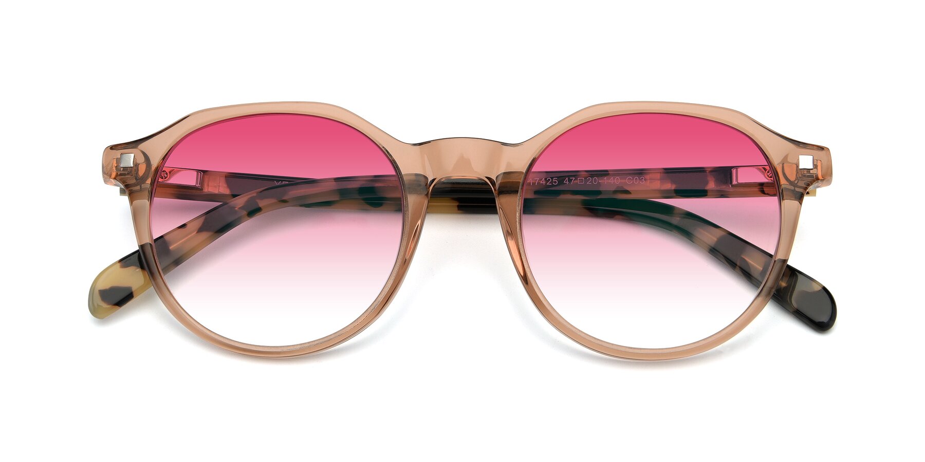 Folded Front of 17425 in Transparent Caramel with Pink Gradient Lenses