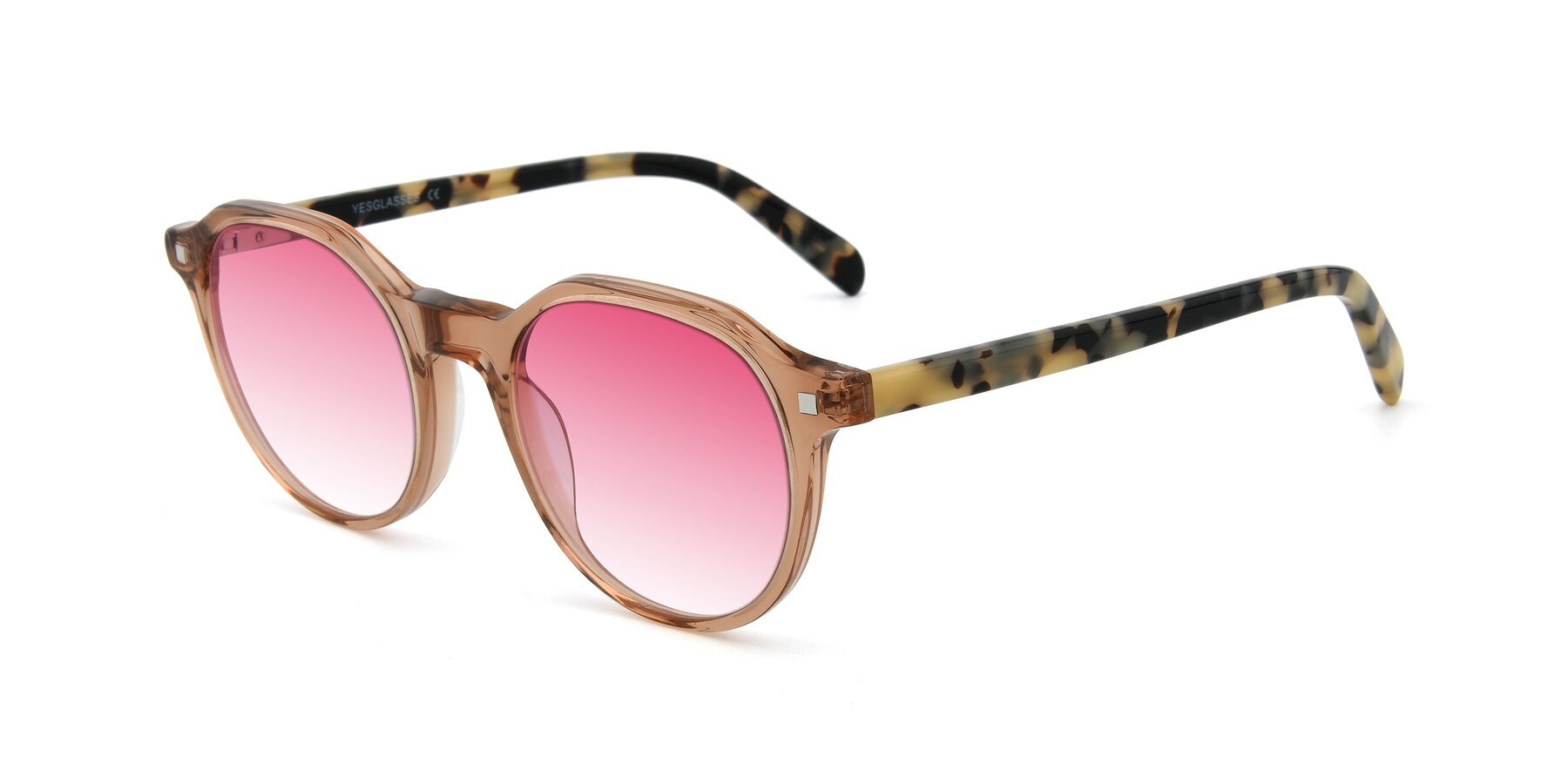 Angle of 17425 in Transparent Caramel with Pink Gradient Lenses
