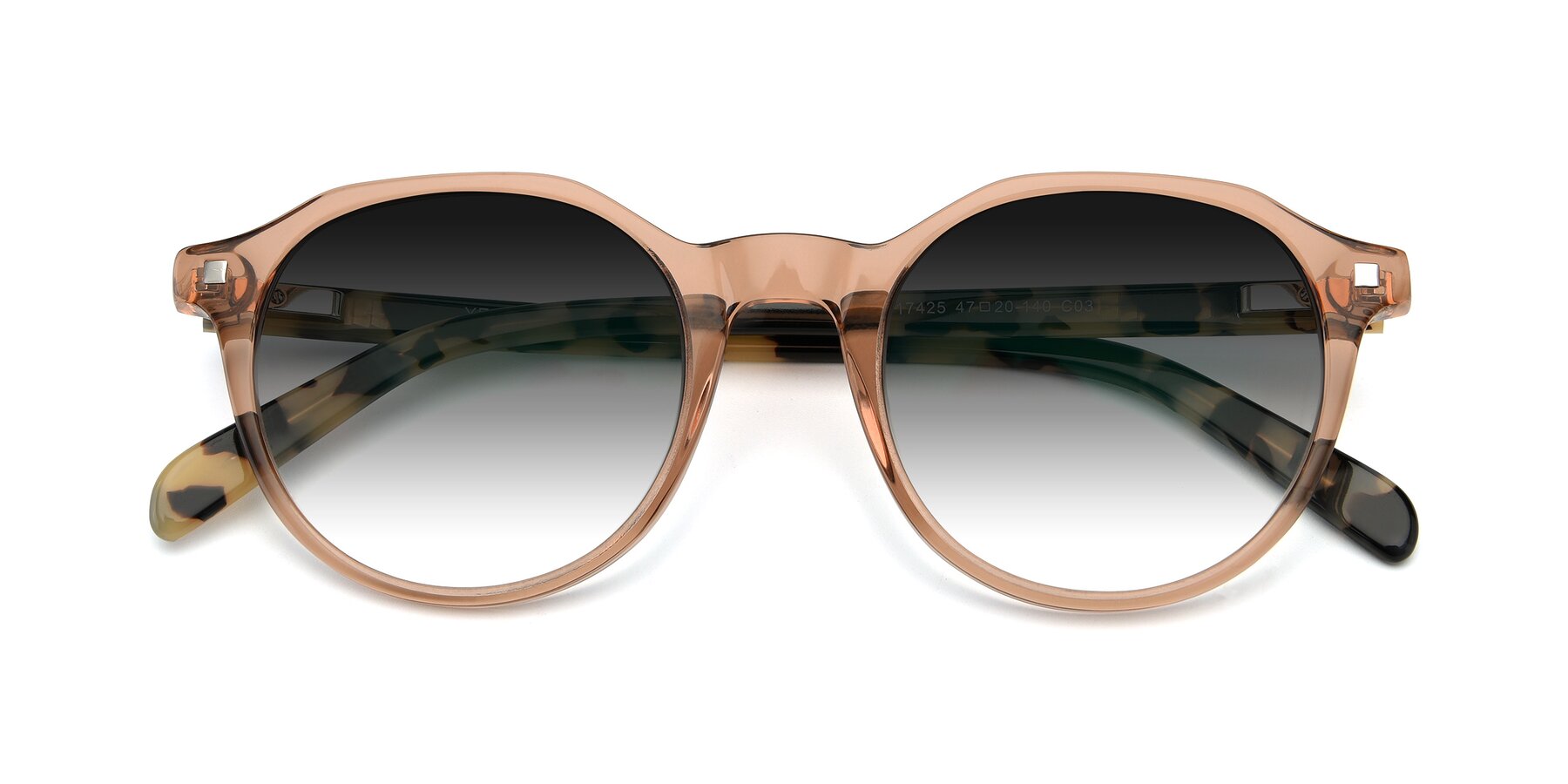 Folded Front of 17425 in Transparent Caramel with Gray Gradient Lenses