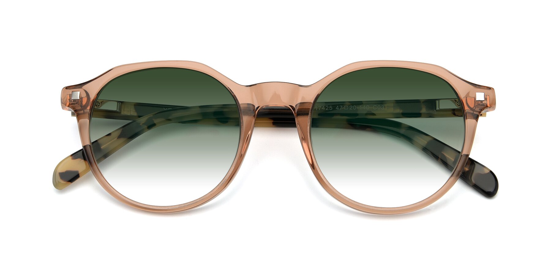 Folded Front of 17425 in Transparent Caramel with Green Gradient Lenses