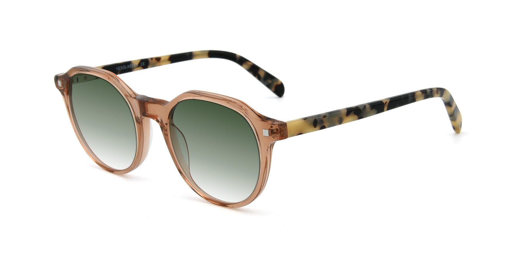Angle of 17425 in Transparent Caramel with Green Gradient Lenses