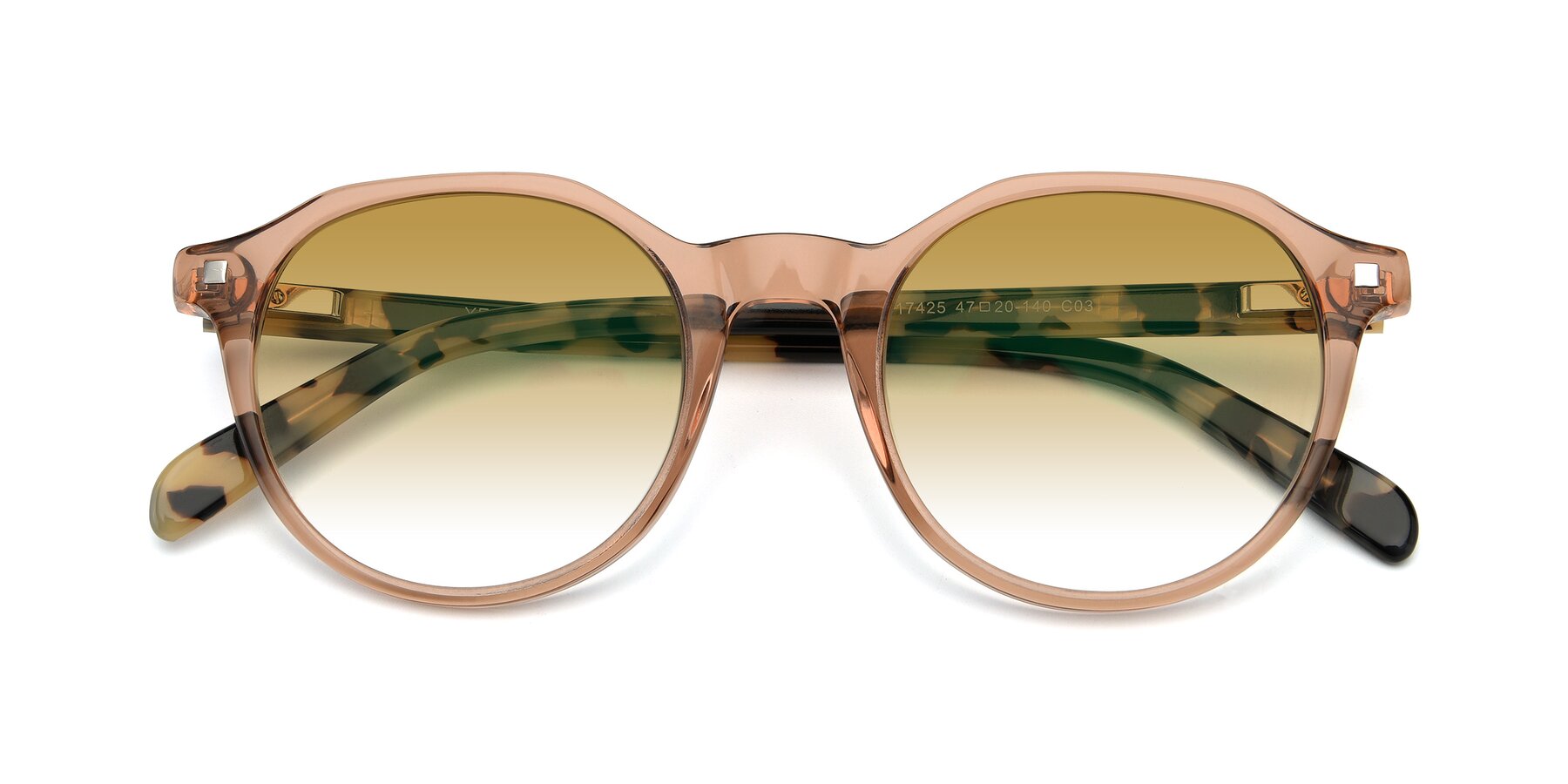 Folded Front of 17425 in Transparent Caramel with Champagne Gradient Lenses