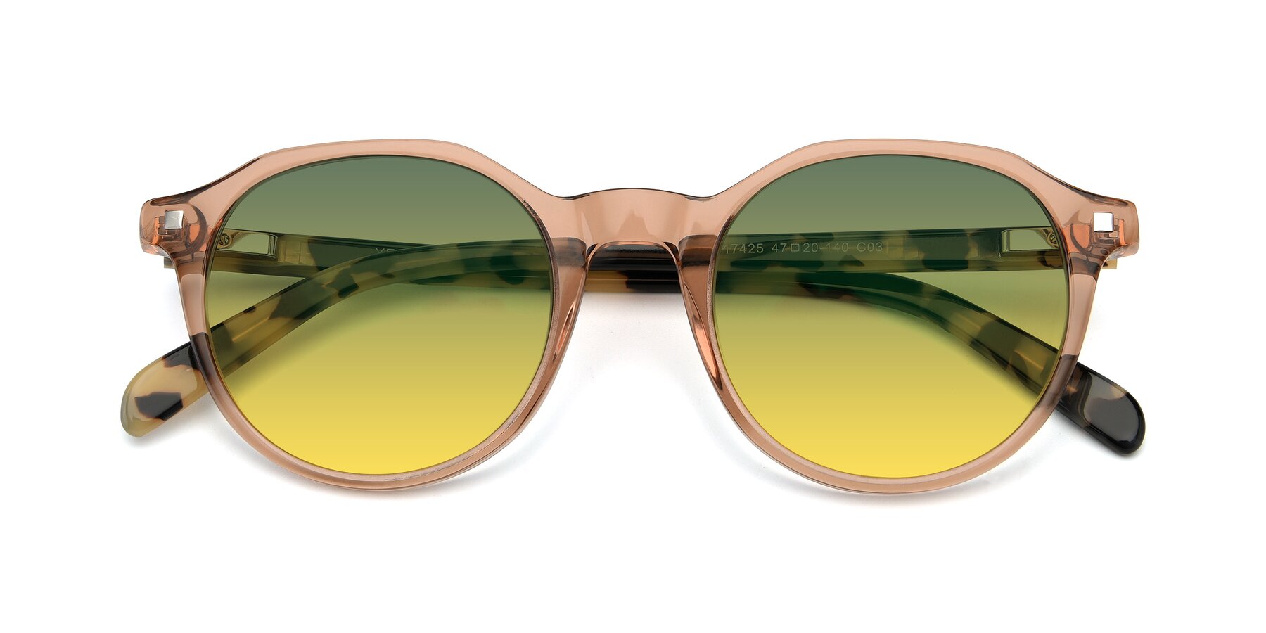 Folded Front of 17425 in Transparent Caramel with Green / Yellow Gradient Lenses