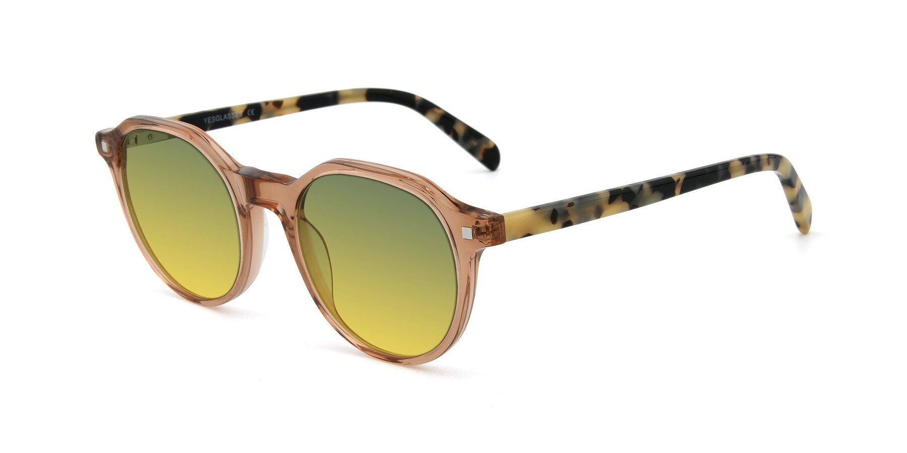 Angle of 17425 in Transparent Caramel with Green / Yellow Gradient Lenses