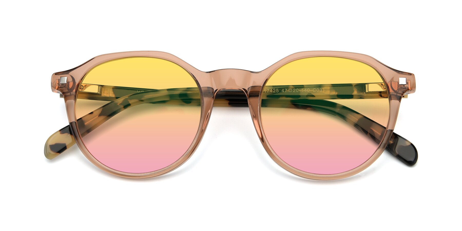 Folded Front of 17425 in Transparent Caramel with Yellow / Pink Gradient Lenses