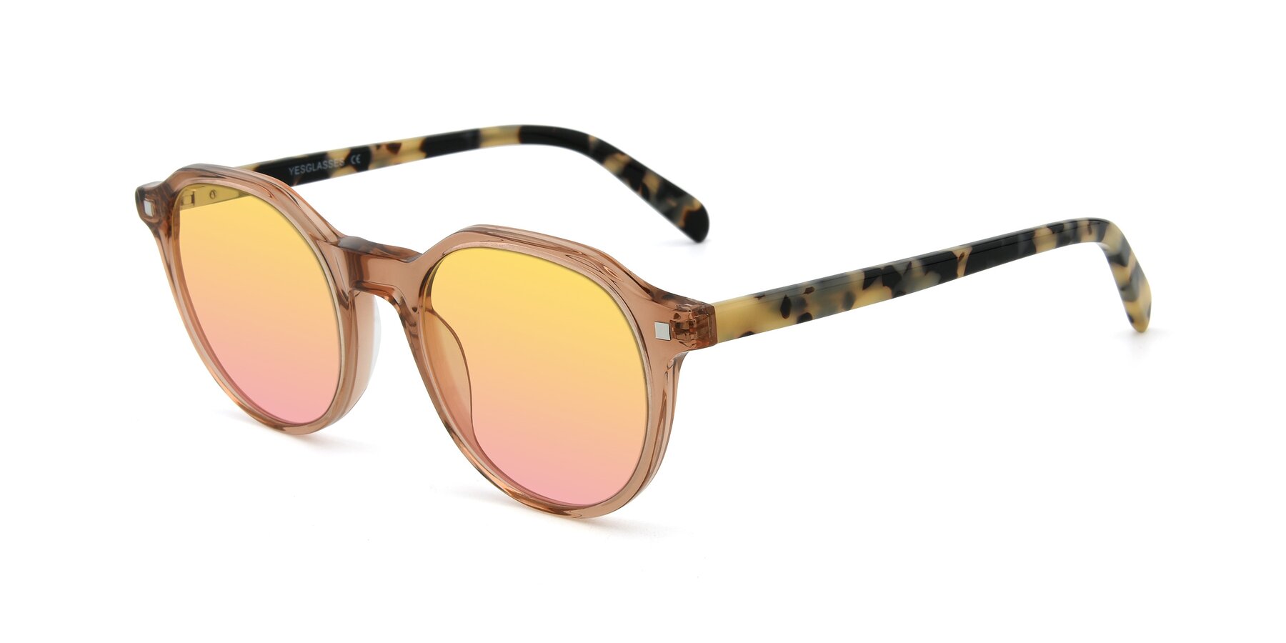 Angle of 17425 in Transparent Caramel with Yellow / Pink Gradient Lenses
