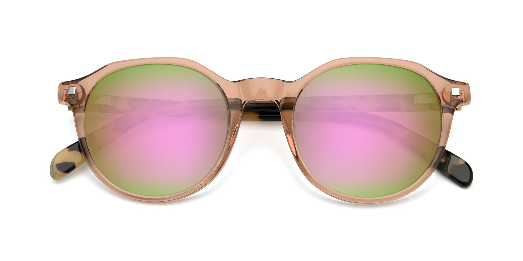 Folded Front of 17425 in Transparent Caramel with Pink Mirrored Lenses