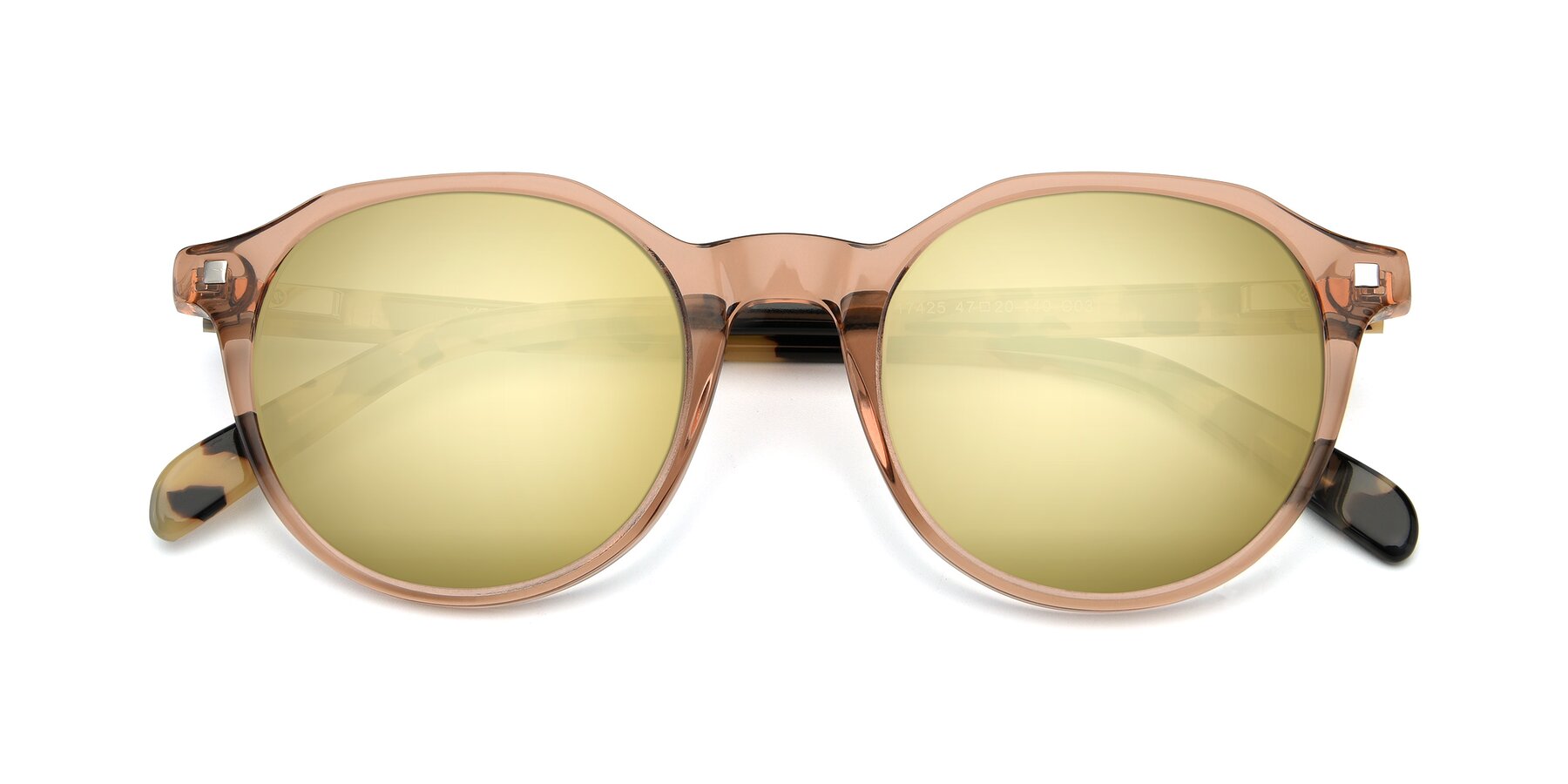 Folded Front of 17425 in Transparent Caramel with Gold Mirrored Lenses