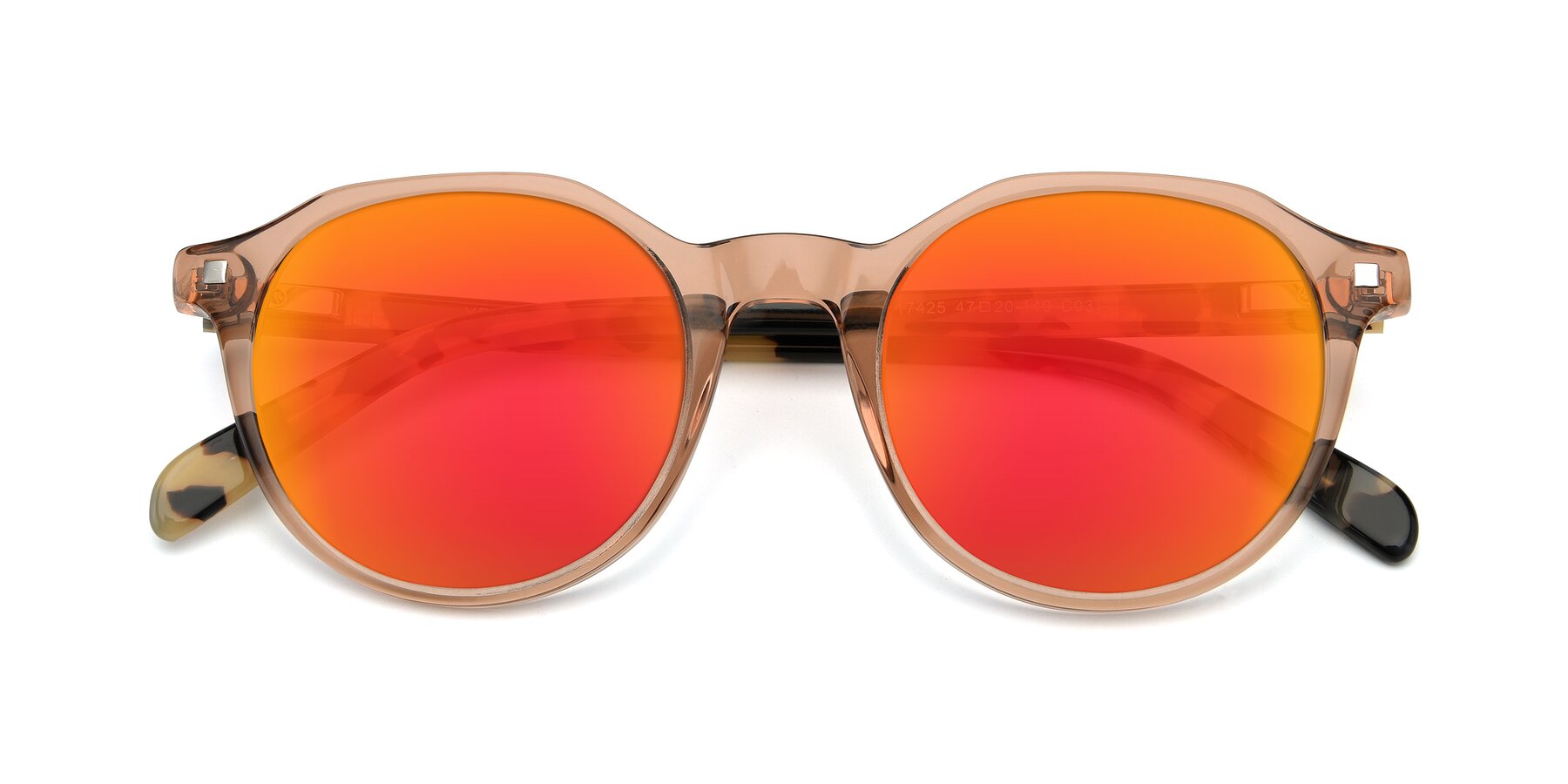 Folded Front of 17425 in Transparent Caramel with Red Gold Mirrored Lenses