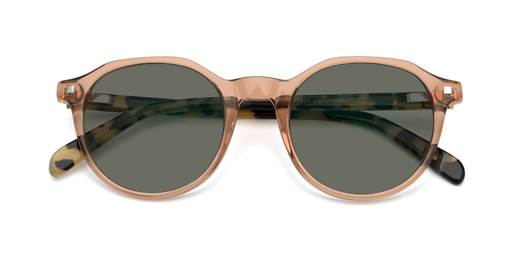 Folded Front of 17425 in Transparent Caramel with Gray Polarized Lenses