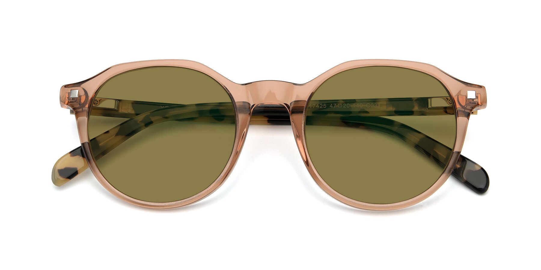 Folded Front of 17425 in Transparent Caramel with Brown Polarized Lenses
