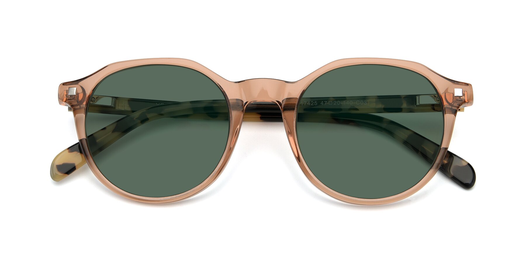 Folded Front of 17425 in Transparent Caramel with Green Polarized Lenses