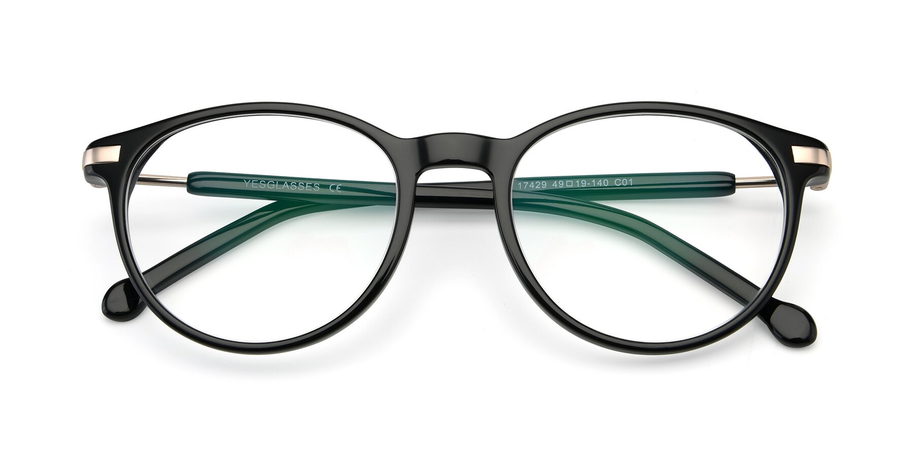 Folded Front of 17429 in Black with Clear Reading Eyeglass Lenses