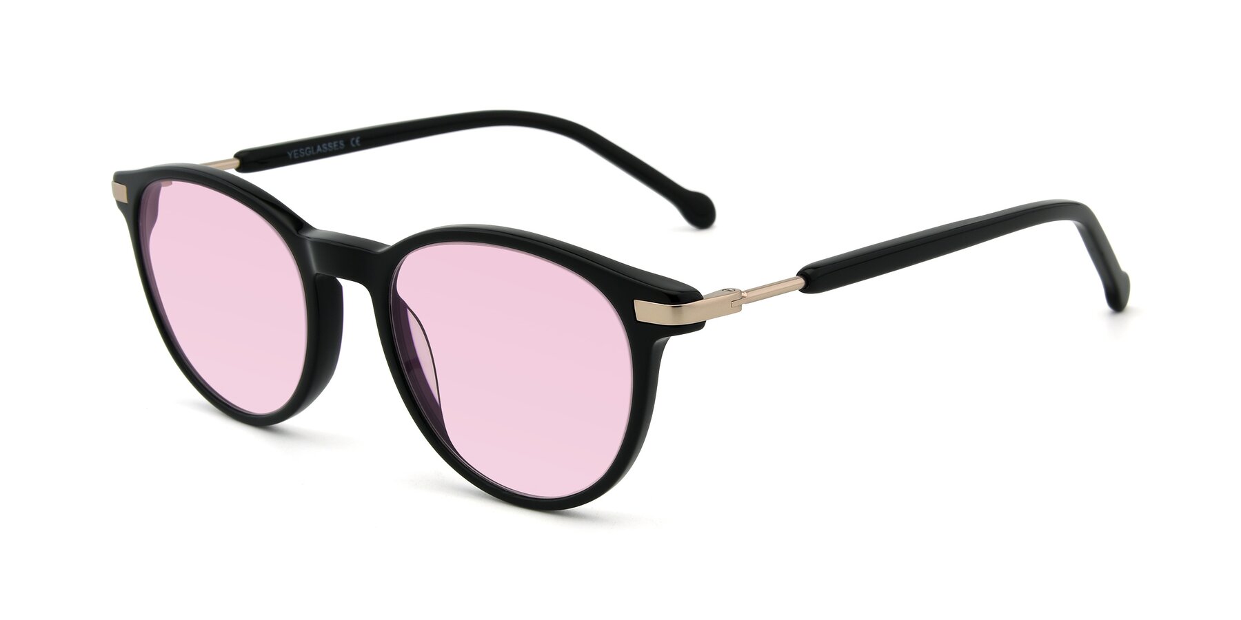 Angle of 17429 in Black with Light Pink Tinted Lenses