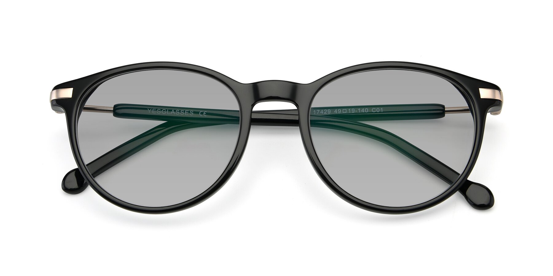 Folded Front of 17429 in Black with Light Gray Tinted Lenses