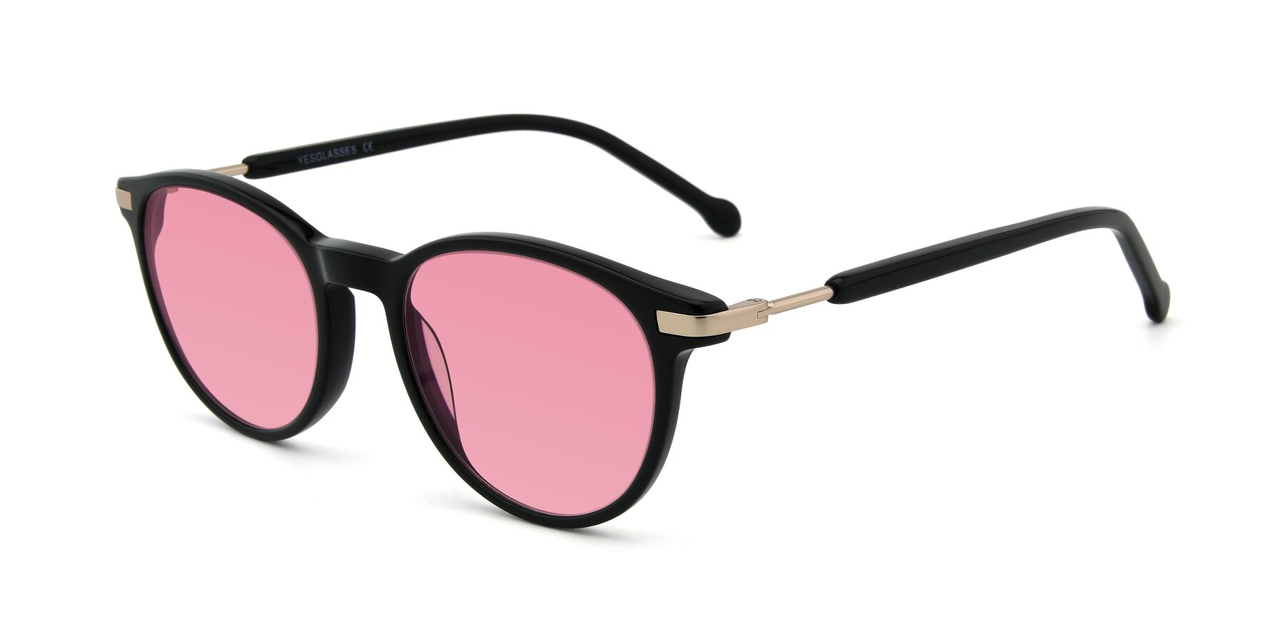 Angle of 17429 in Black with Pink Tinted Lenses