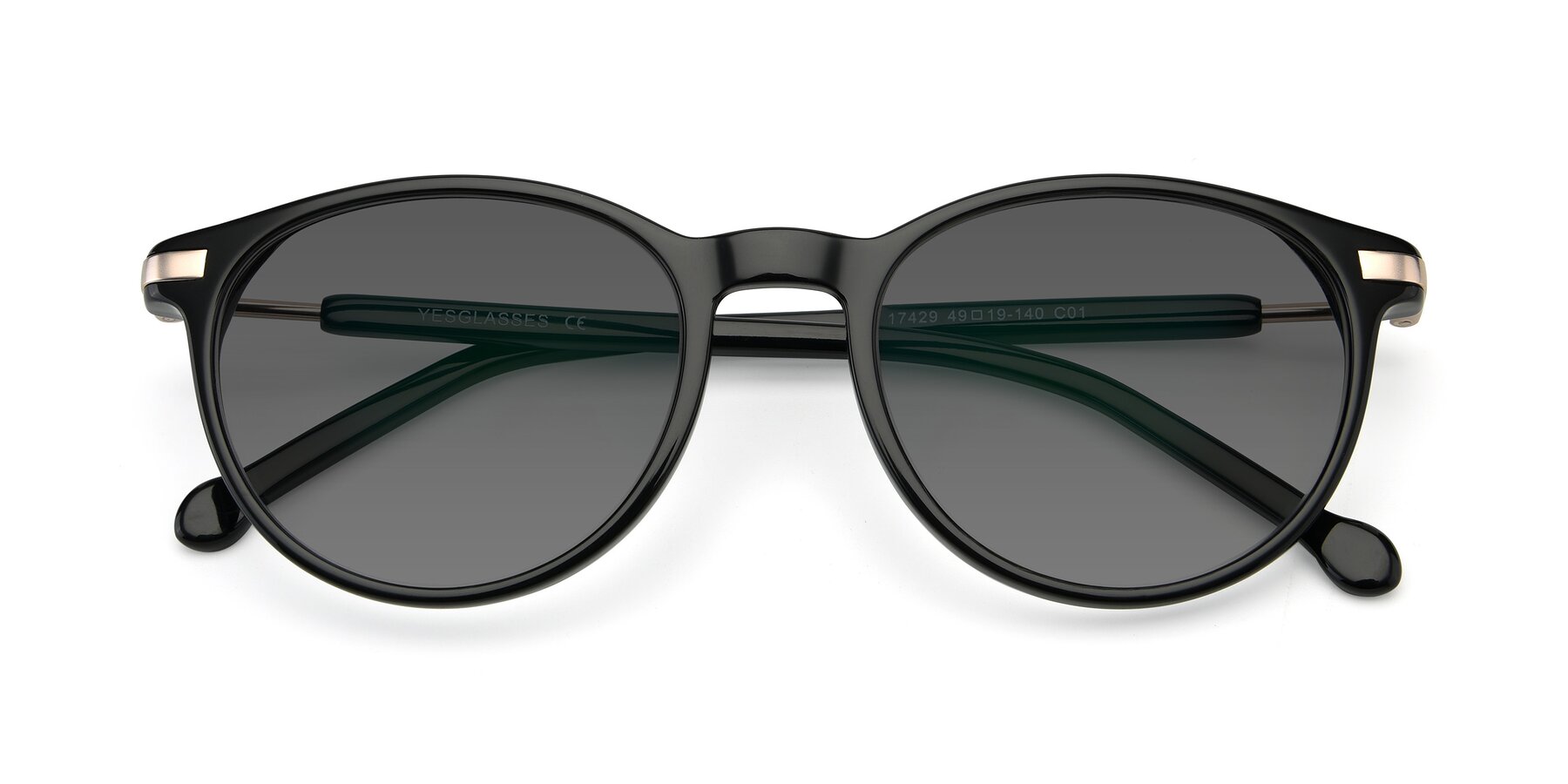 Folded Front of 17429 in Black with Medium Gray Tinted Lenses