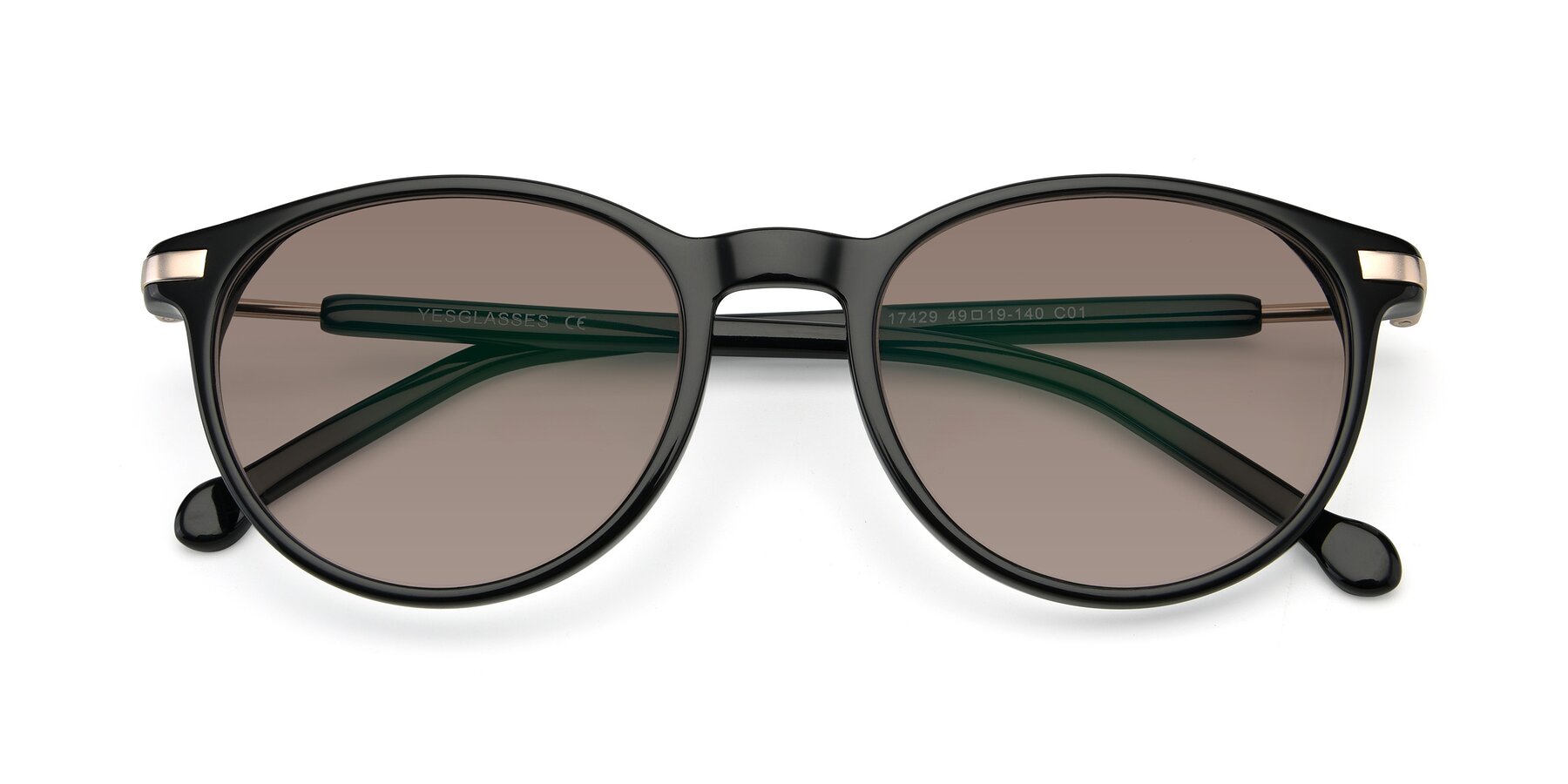 Folded Front of 17429 in Black with Medium Brown Tinted Lenses