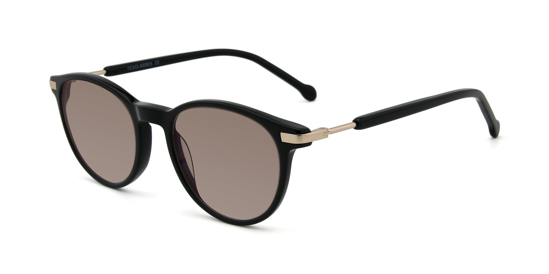 Angle of 17429 in Black with Medium Brown Tinted Lenses