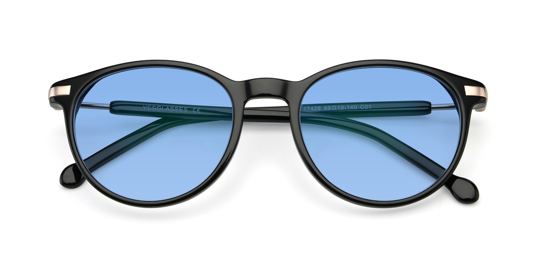 Folded Front of 17429 in Black with Medium Blue Tinted Lenses