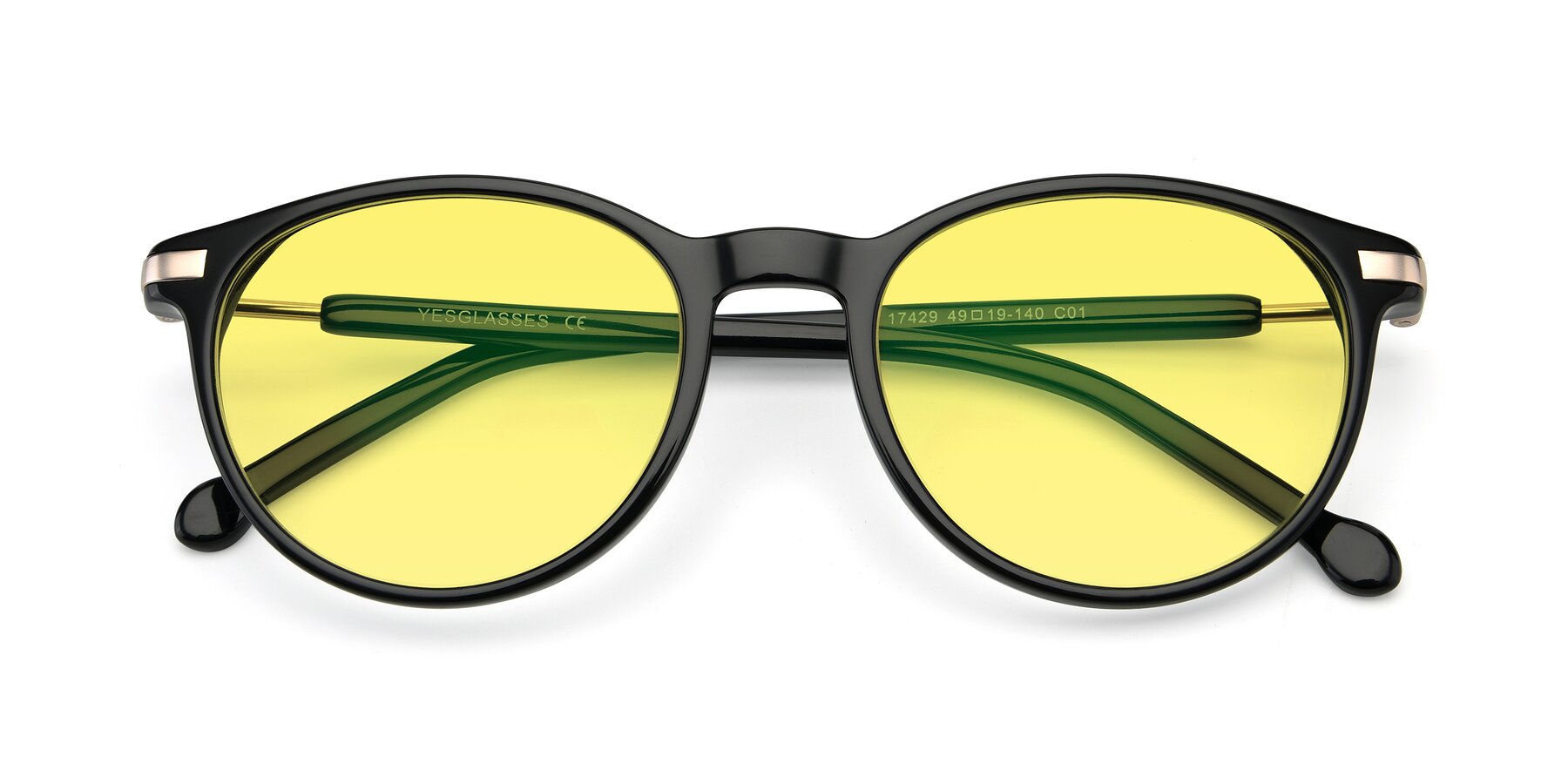 Folded Front of 17429 in Black with Medium Yellow Tinted Lenses