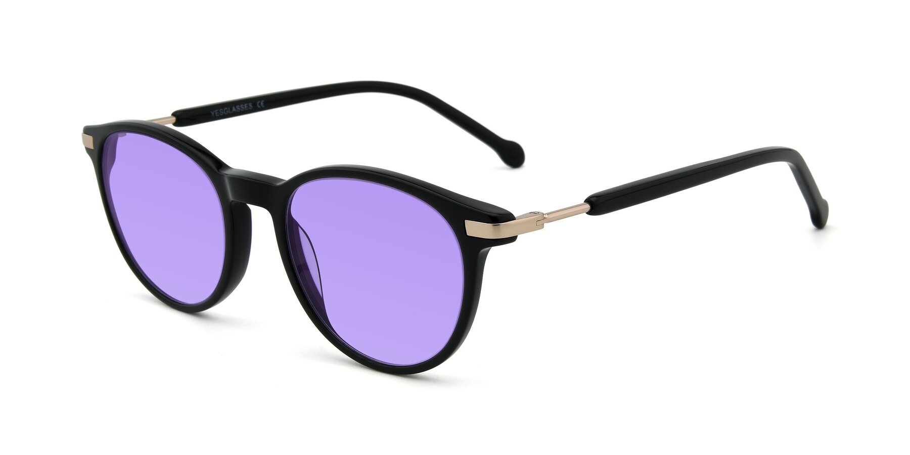 Angle of 17429 in Black with Medium Purple Tinted Lenses