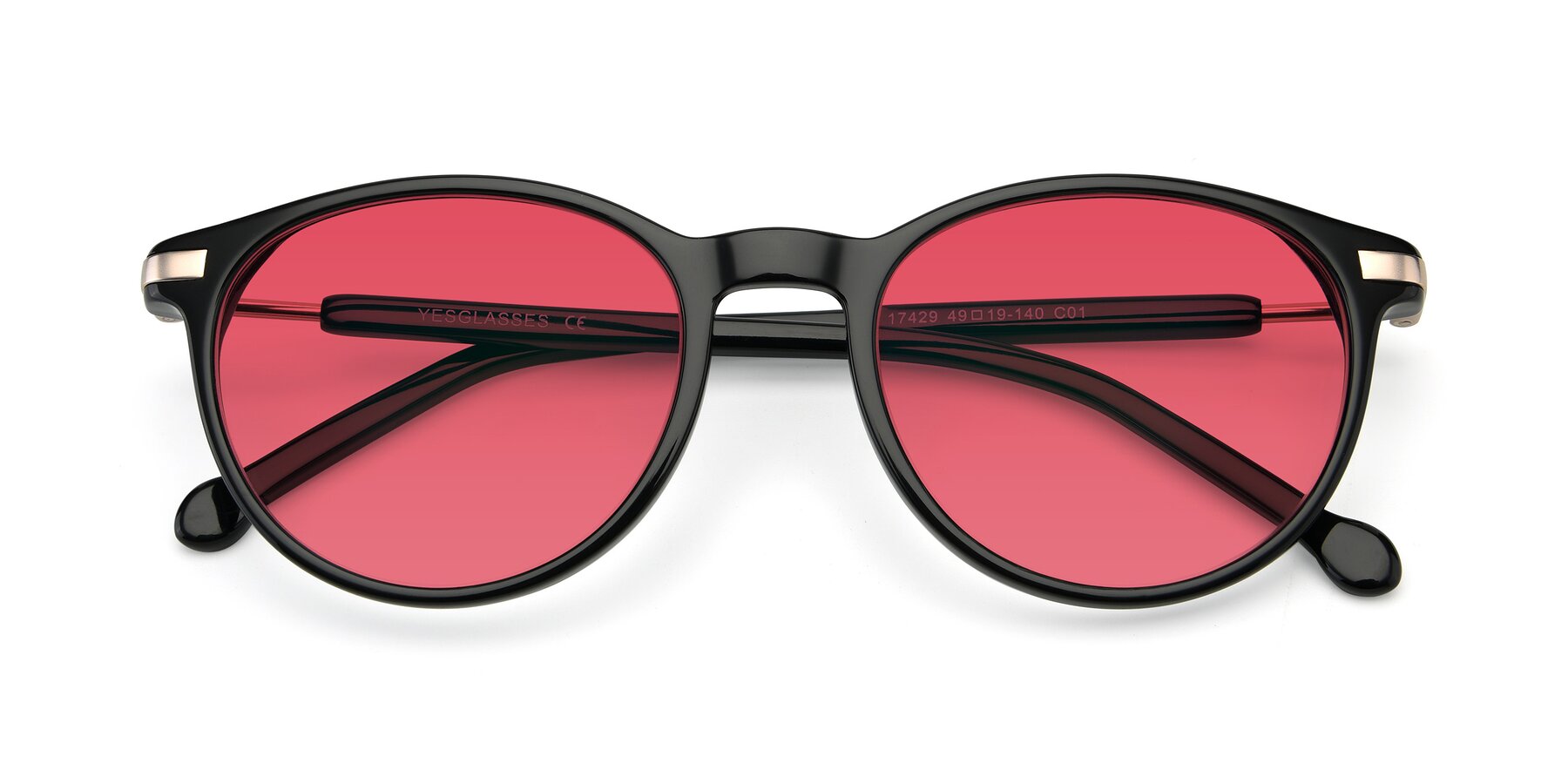 Folded Front of 17429 in Black with Red Tinted Lenses