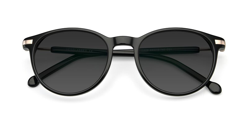 Black Narrow Wayfarer Acetate Tinted Sunglasses with Gray Sunwear ...