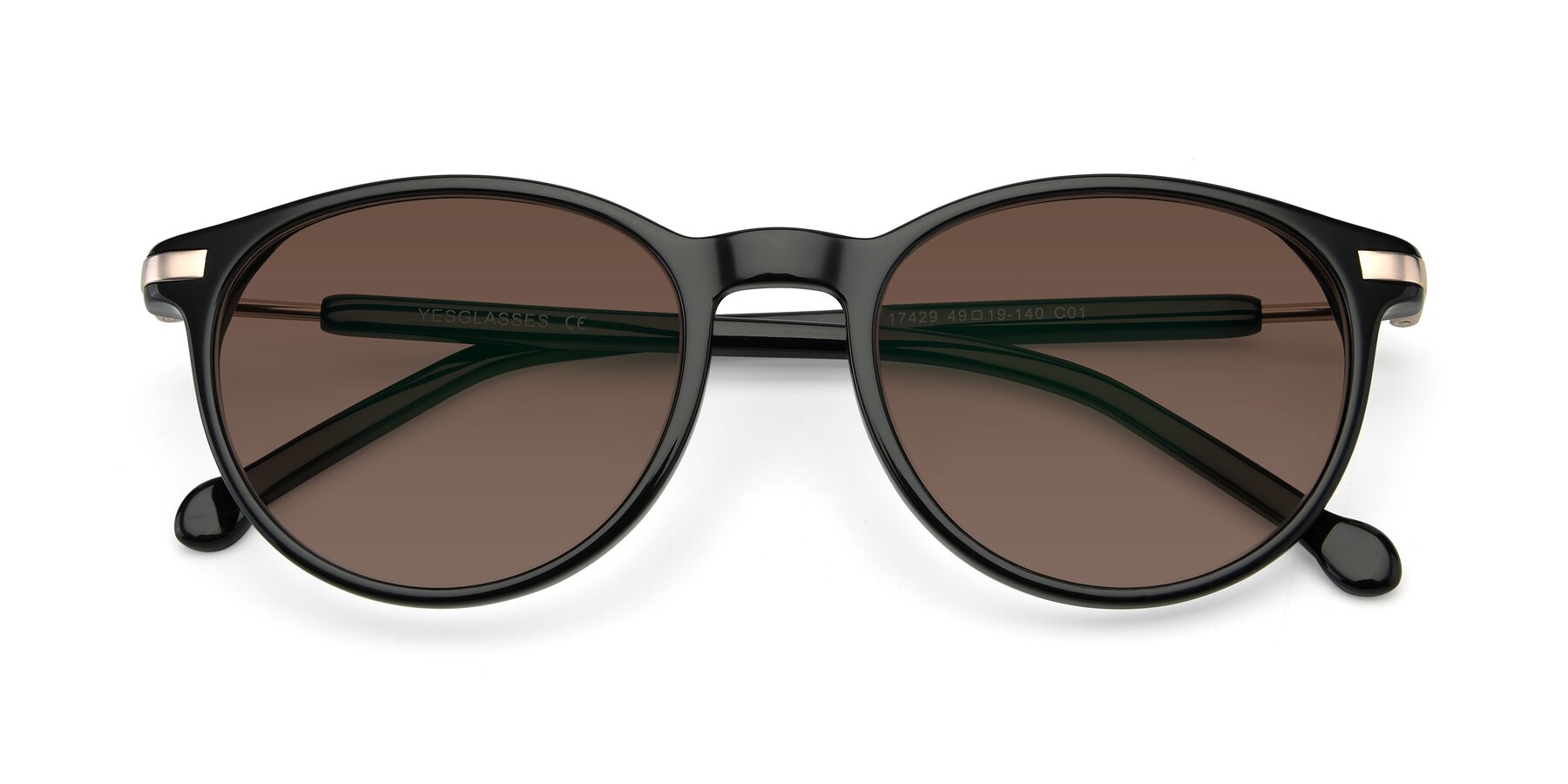 Folded Front of 17429 in Black with Brown Tinted Lenses