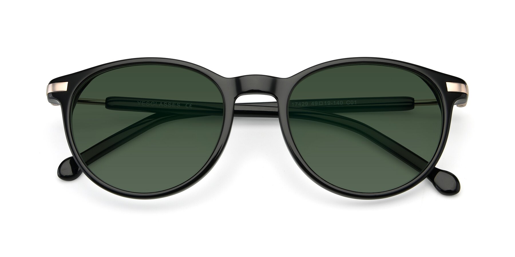Folded Front of 17429 in Black with Green Tinted Lenses