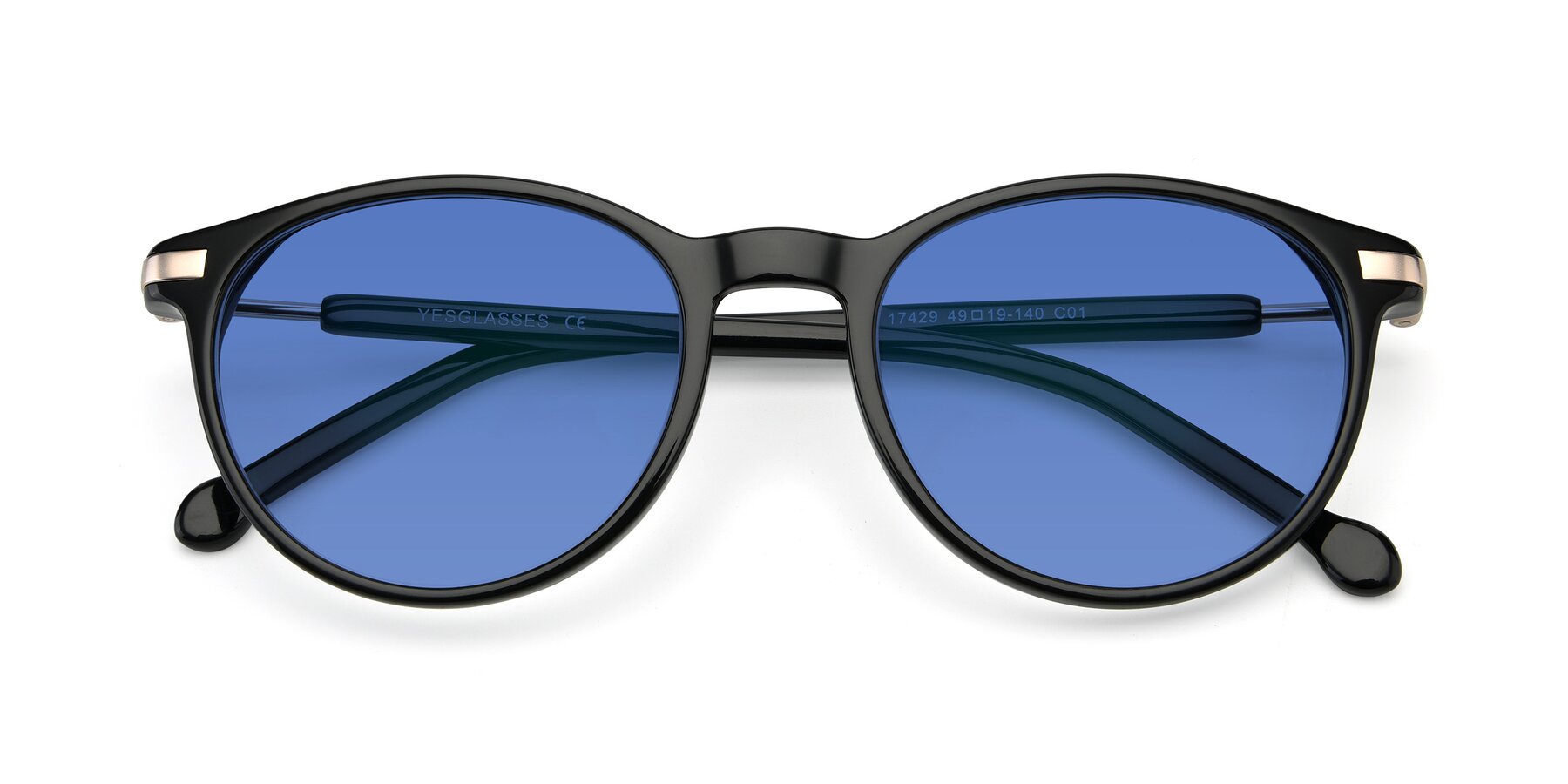 Folded Front of 17429 in Black with Blue Tinted Lenses