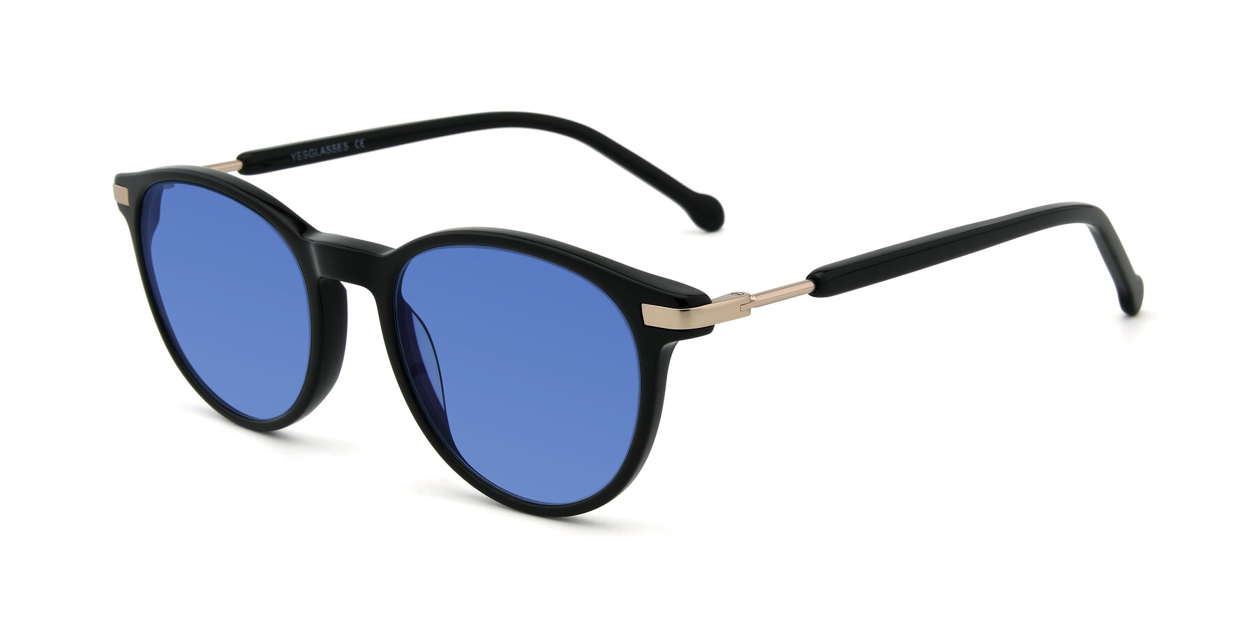 Black-Clear Hipster Acetate Square Tinted Sunglasses with Medium Blue  Sunwear Lenses - Hardy