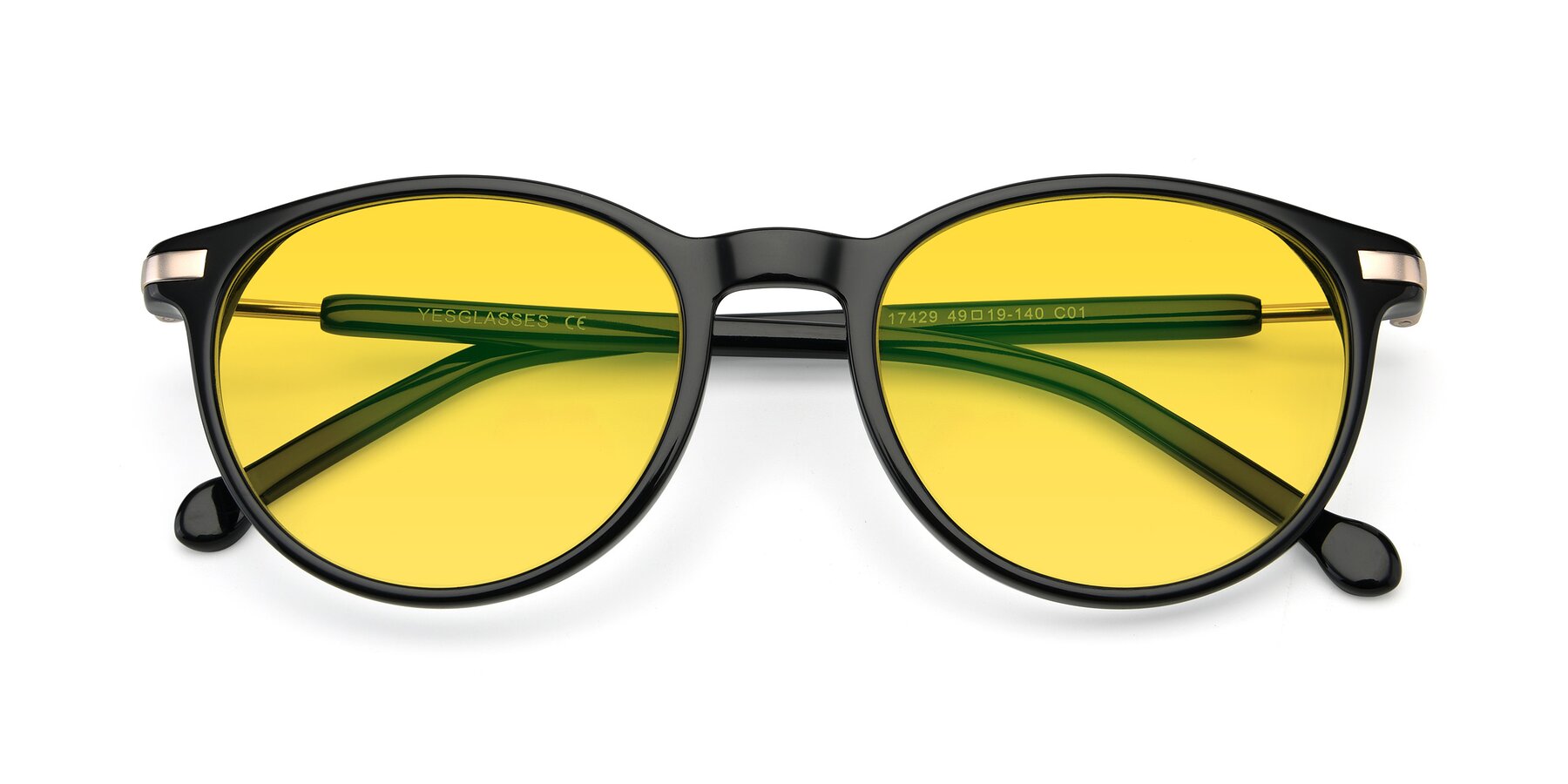 Folded Front of 17429 in Black with Yellow Tinted Lenses