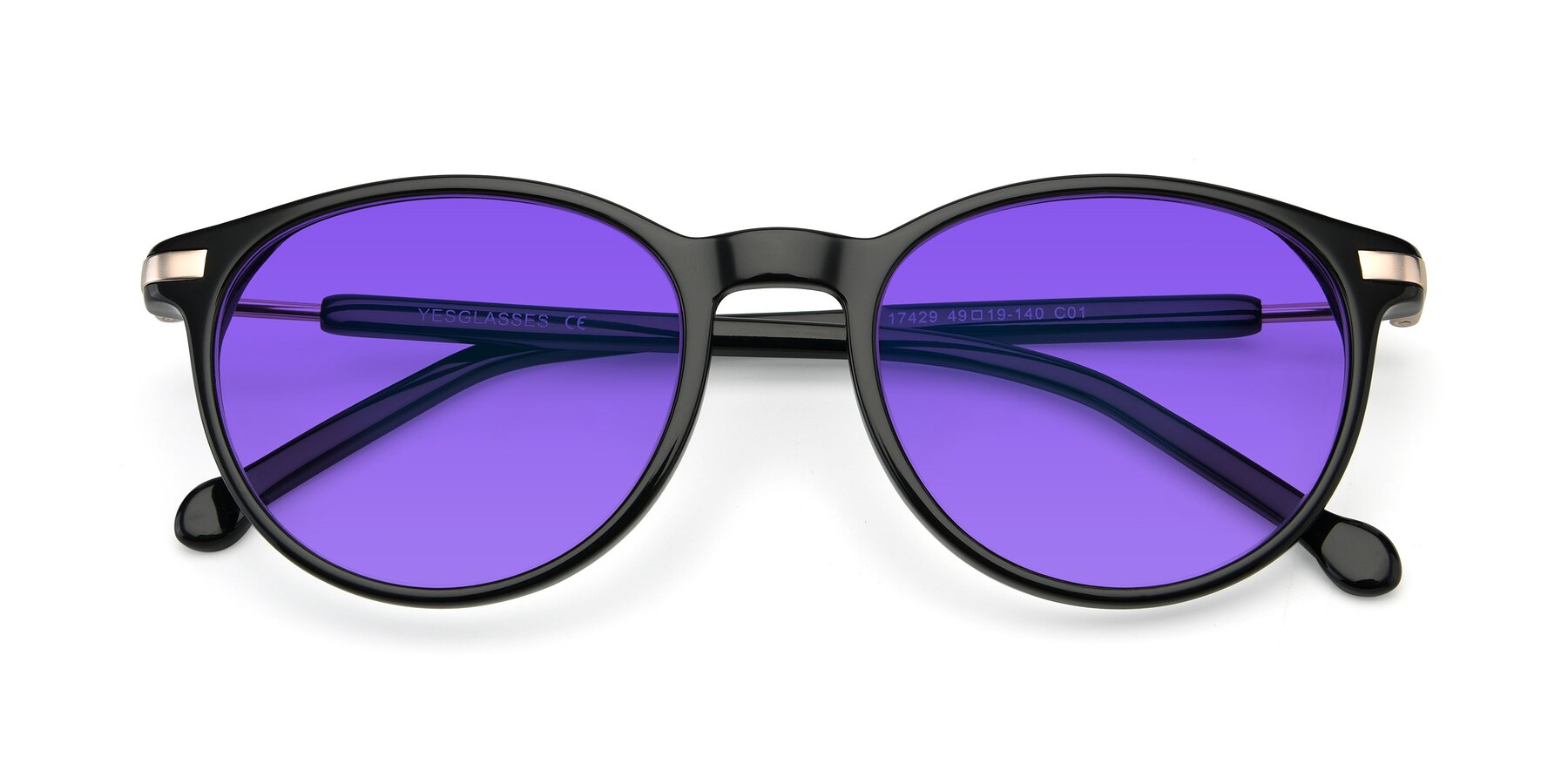 Folded Front of 17429 in Black with Purple Tinted Lenses