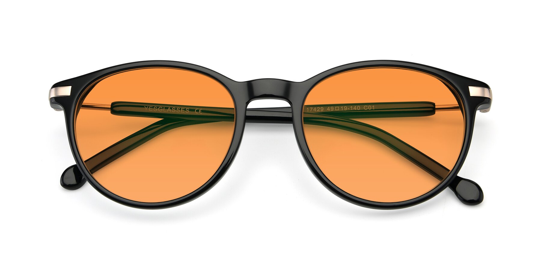 Folded Front of 17429 in Black with Orange Tinted Lenses