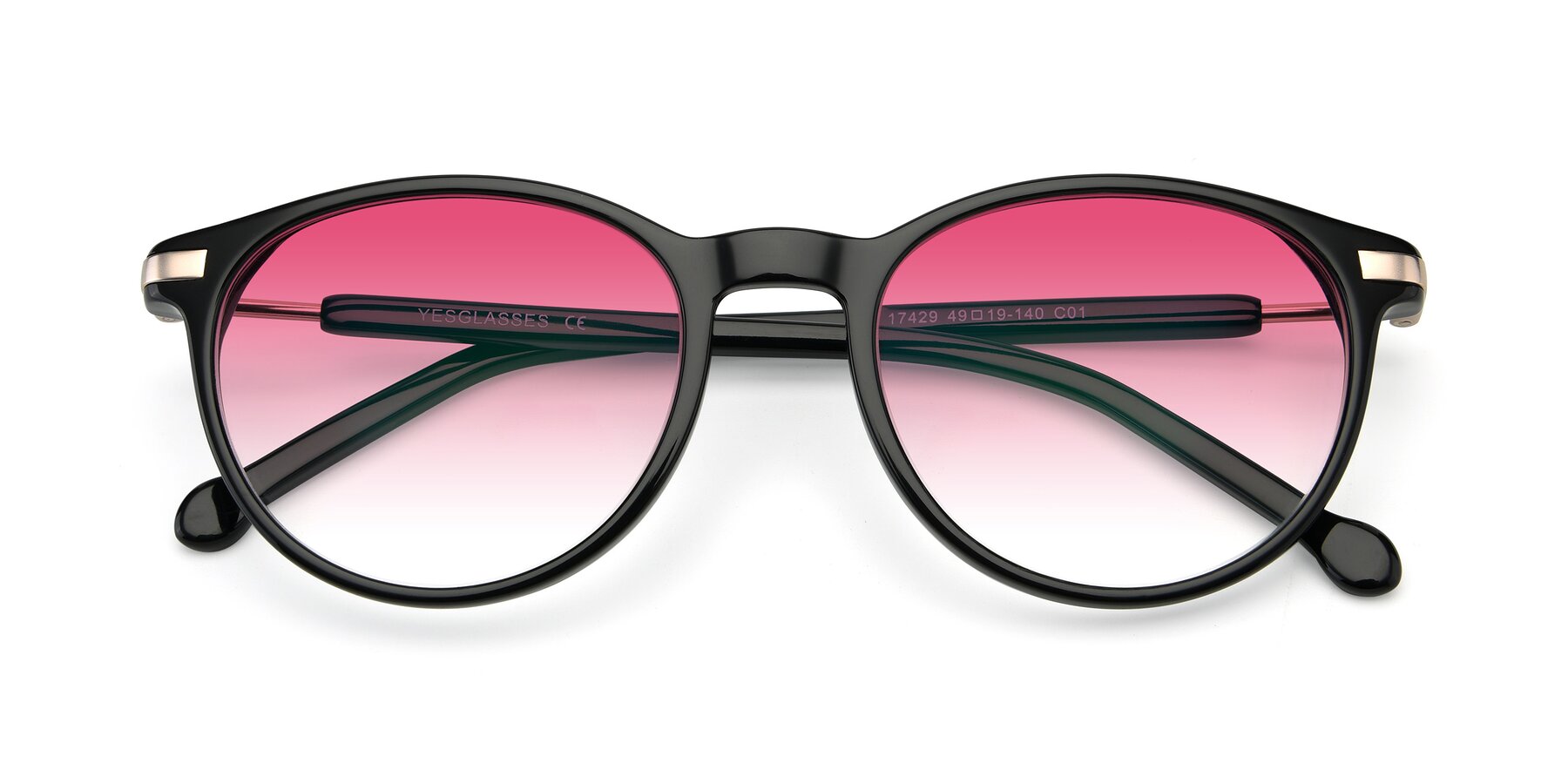 Folded Front of 17429 in Black with Pink Gradient Lenses